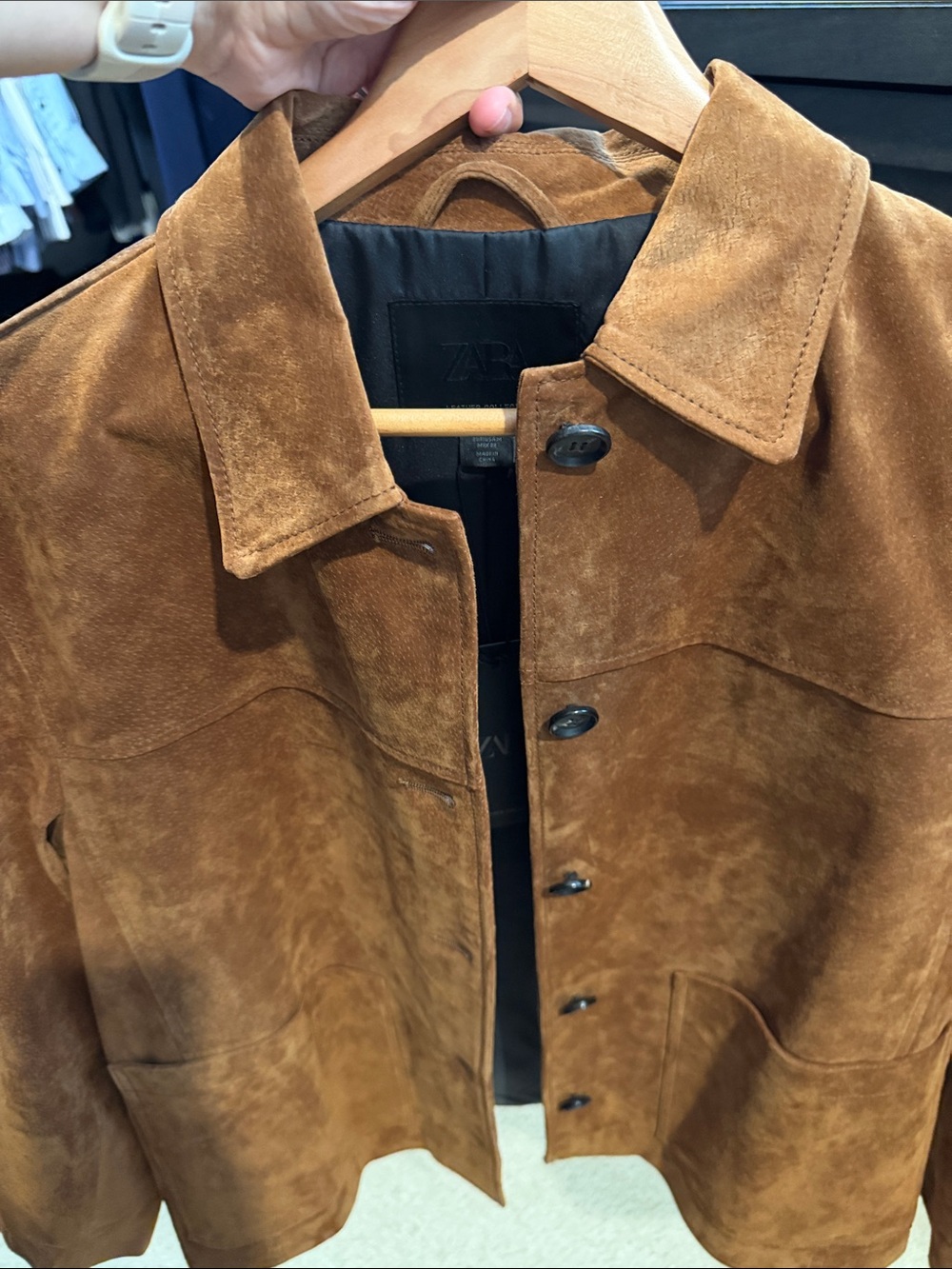 Women’s Zara Suede Leather Collection Leather Jacket in Brown Medium NWT